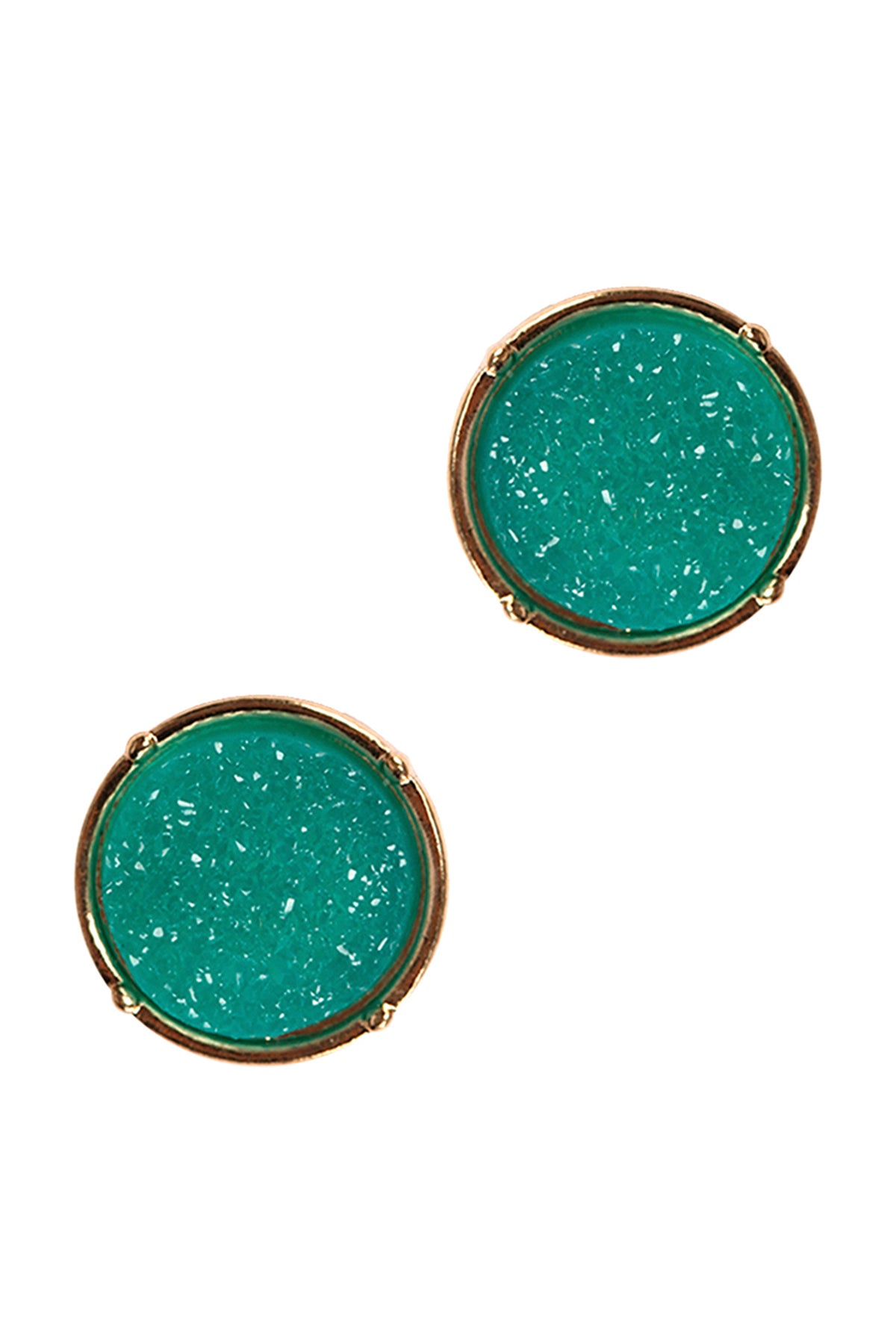 Druzy Round Post Earrings Teal