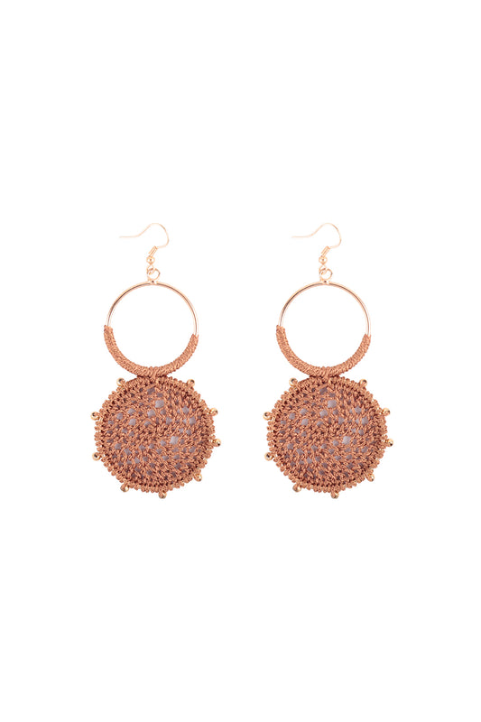 Rattan Knitted Round Link Dangle Earring