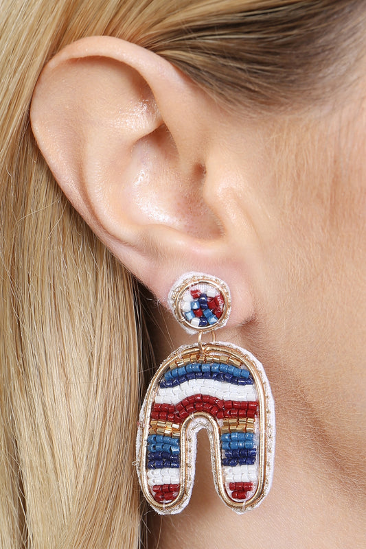 Color Block U Arch Shape Seed Bead Earrings