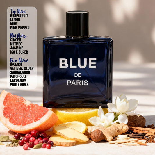 Blue De Paris Spray Perfume Eau De Parfum For Men - 100ML/3.4FL.OZ.