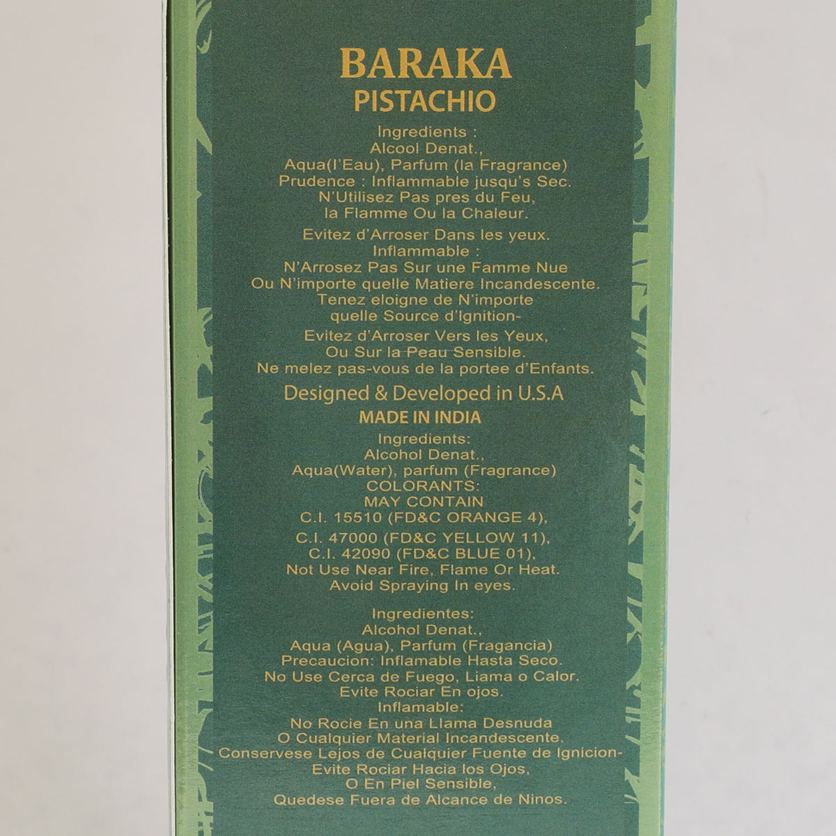 Baraka Pistachio Spray Perfume Eau De Parfum For Men And Women - 100ML/3.4FL.OZ./3PCS
