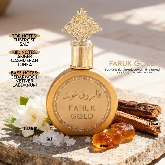 Faruk Gold Spray Perfume Eau De Parfum For Men And Women - 100ML/3.4FL.OZ./3PCS