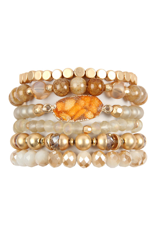 Multi Line Druzy Stone Charm Bracelet