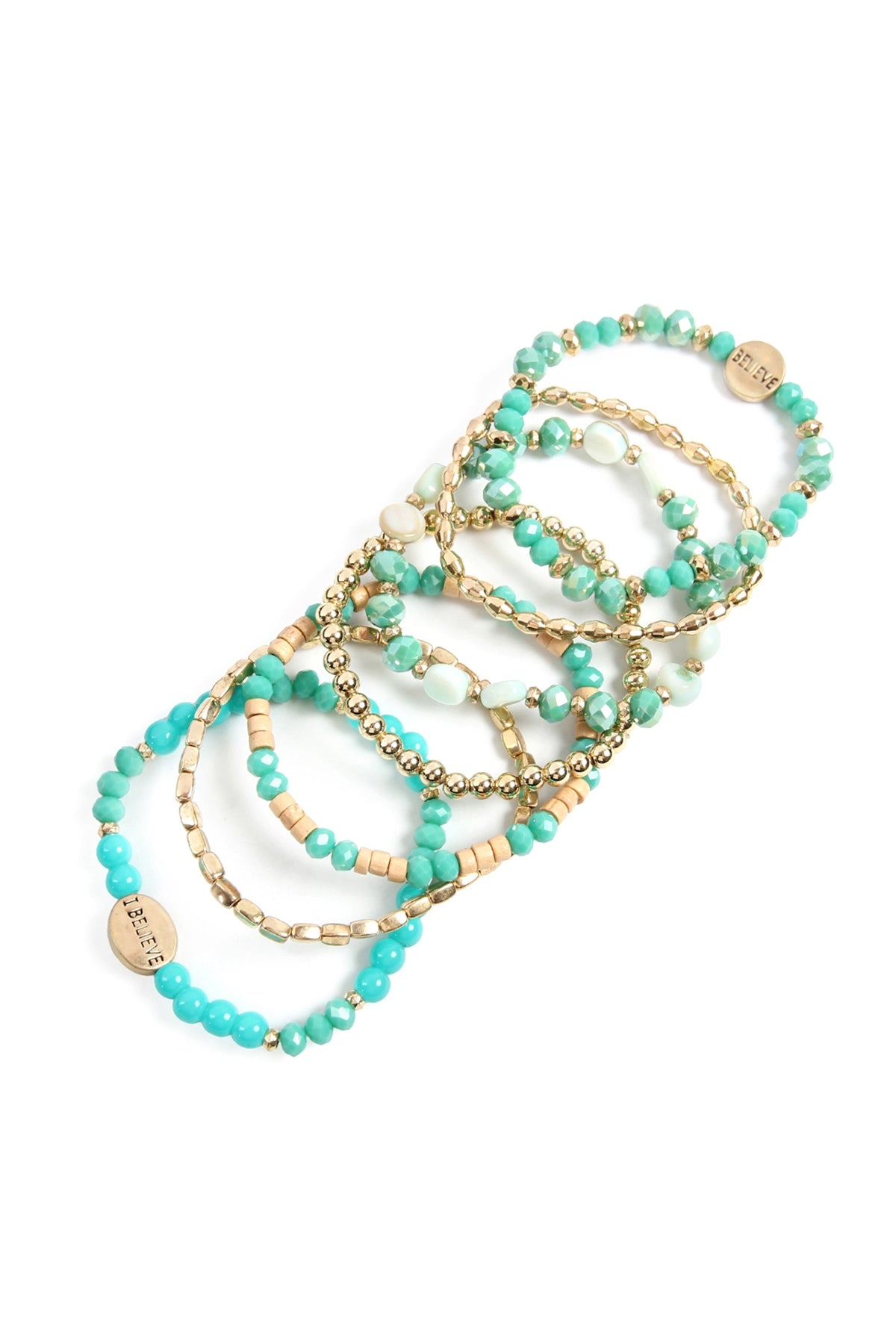 I Believe Charm Mix Beads Bracelet