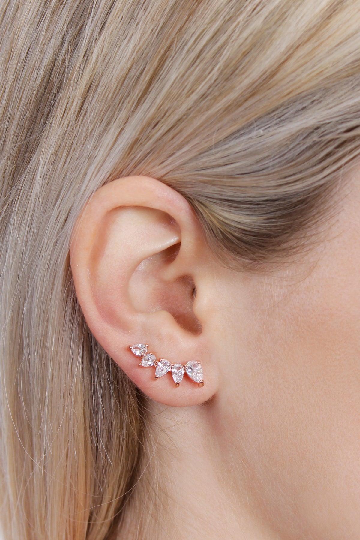 Teardrop Cubic Zirconia Crawler Earrings