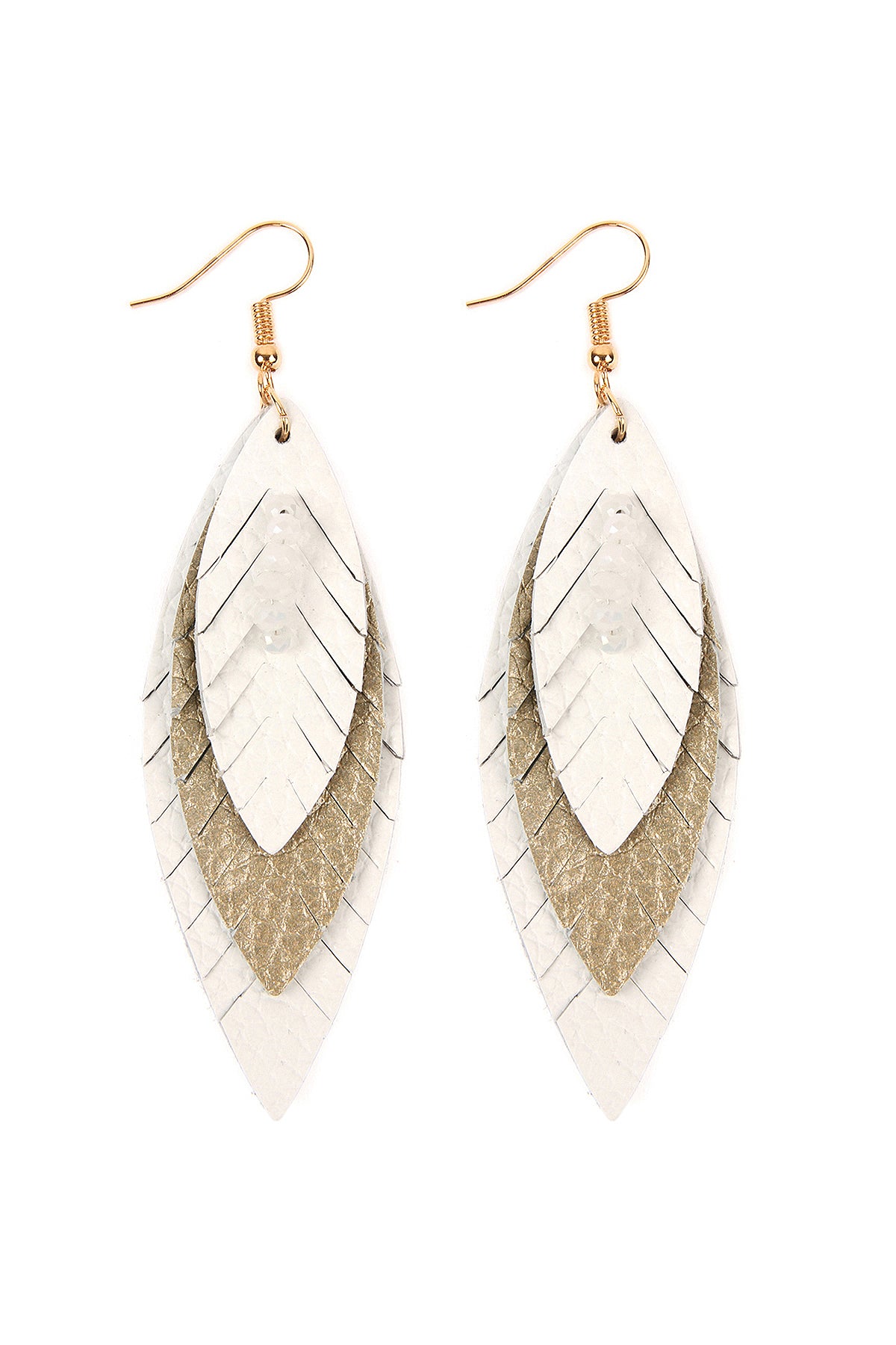 Natural Three Layer Fringed Leather Mar2uise Earrings