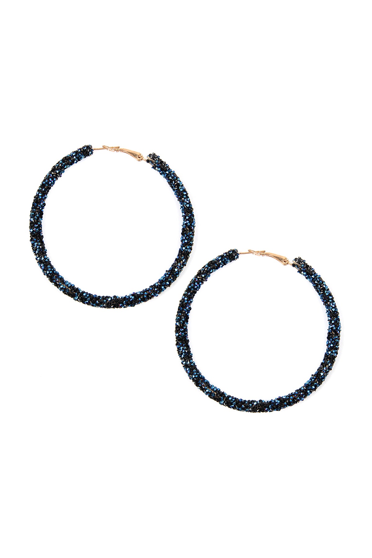 Blue Rhinestone Coated Hoop Earrings