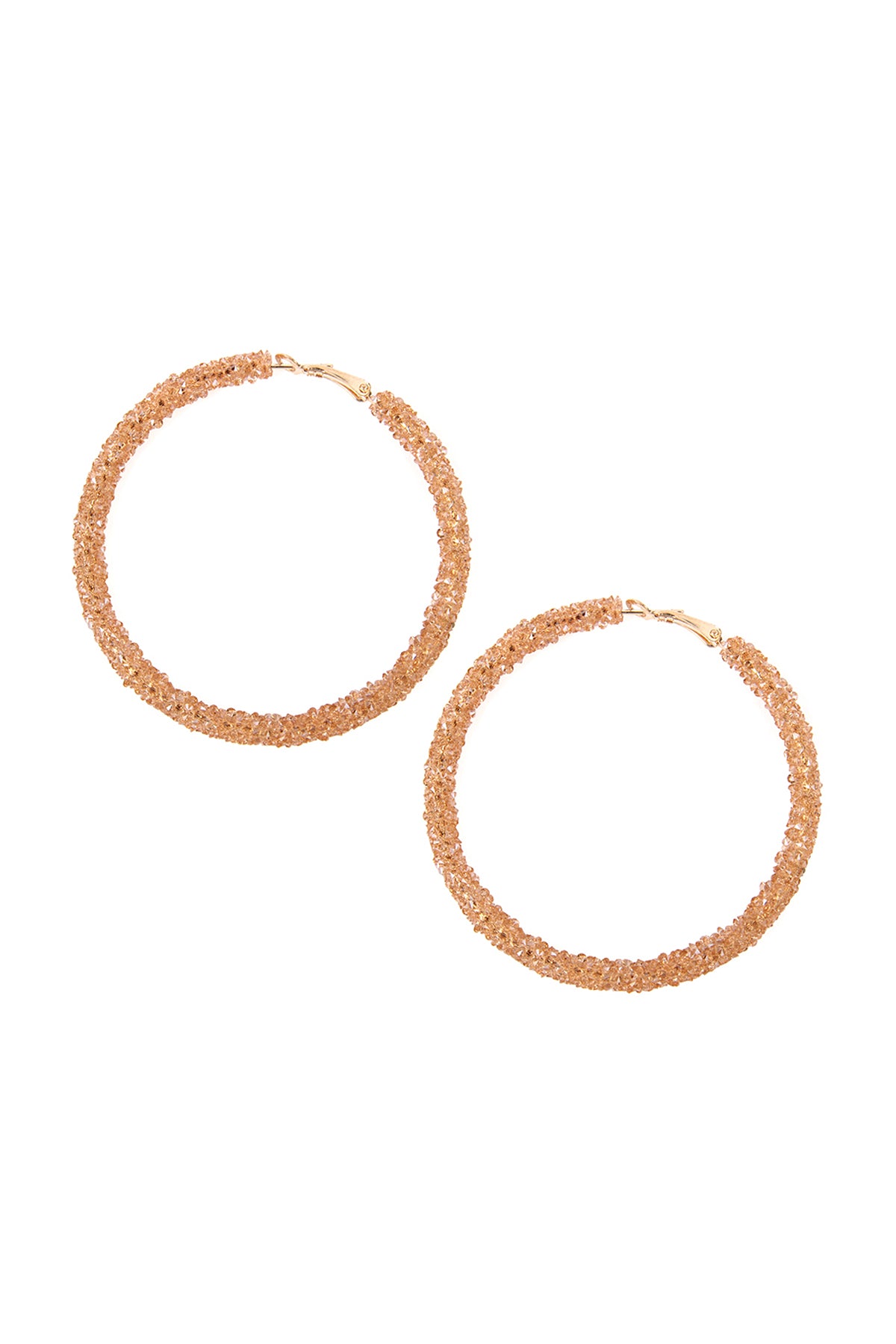 Champagne Rhinestone Coated Hoop Earrings