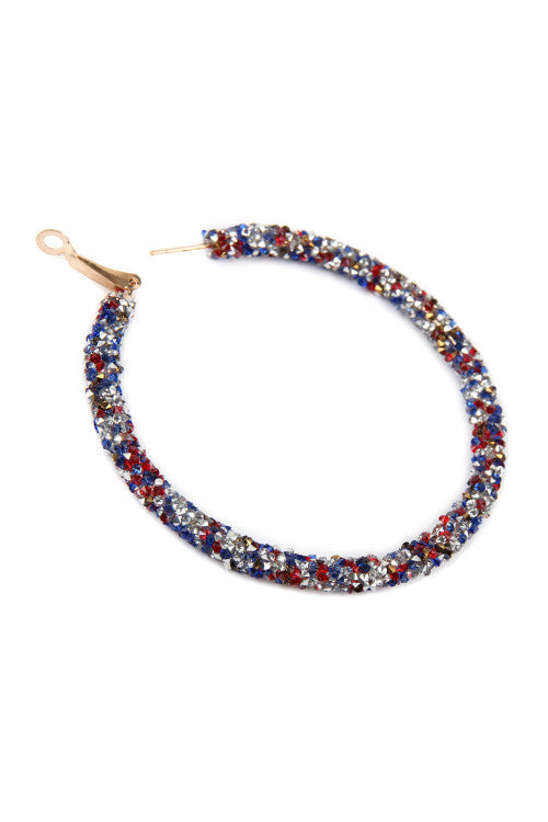 USA Rhinestone Coated Hoop Earring