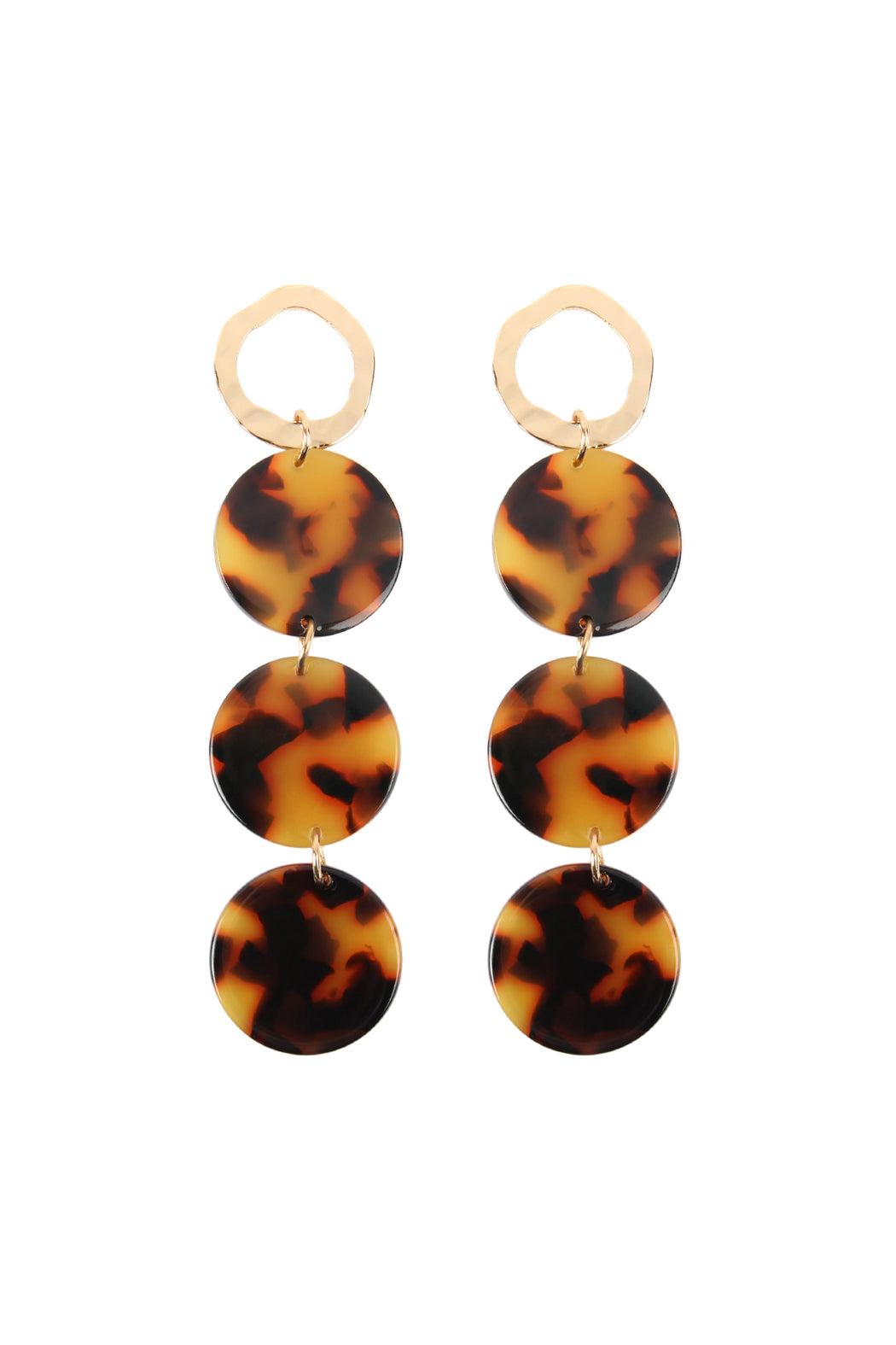 Dangling Circle Tortoise Cetate Earrings