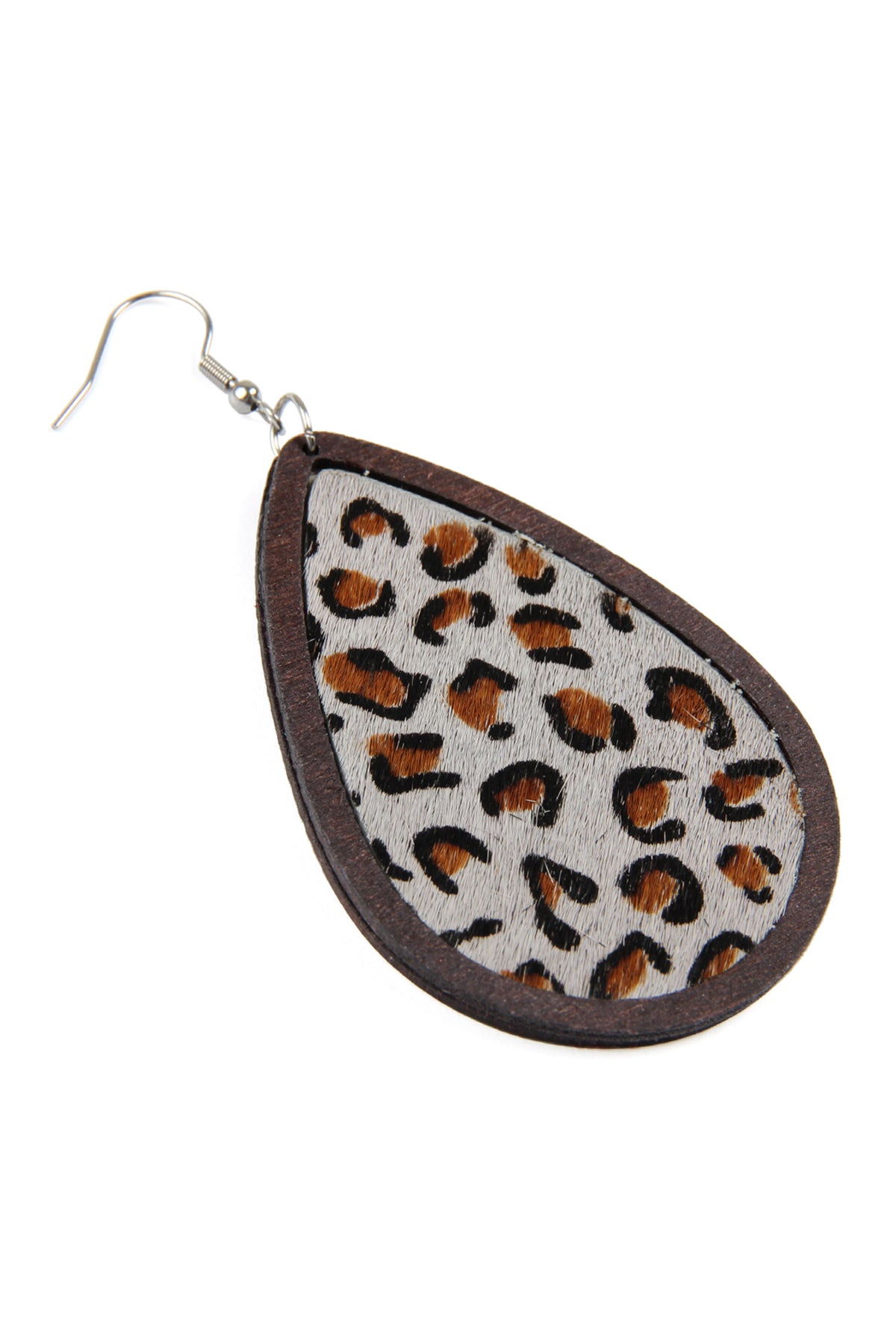 Brown Leather Teardrop Earrings