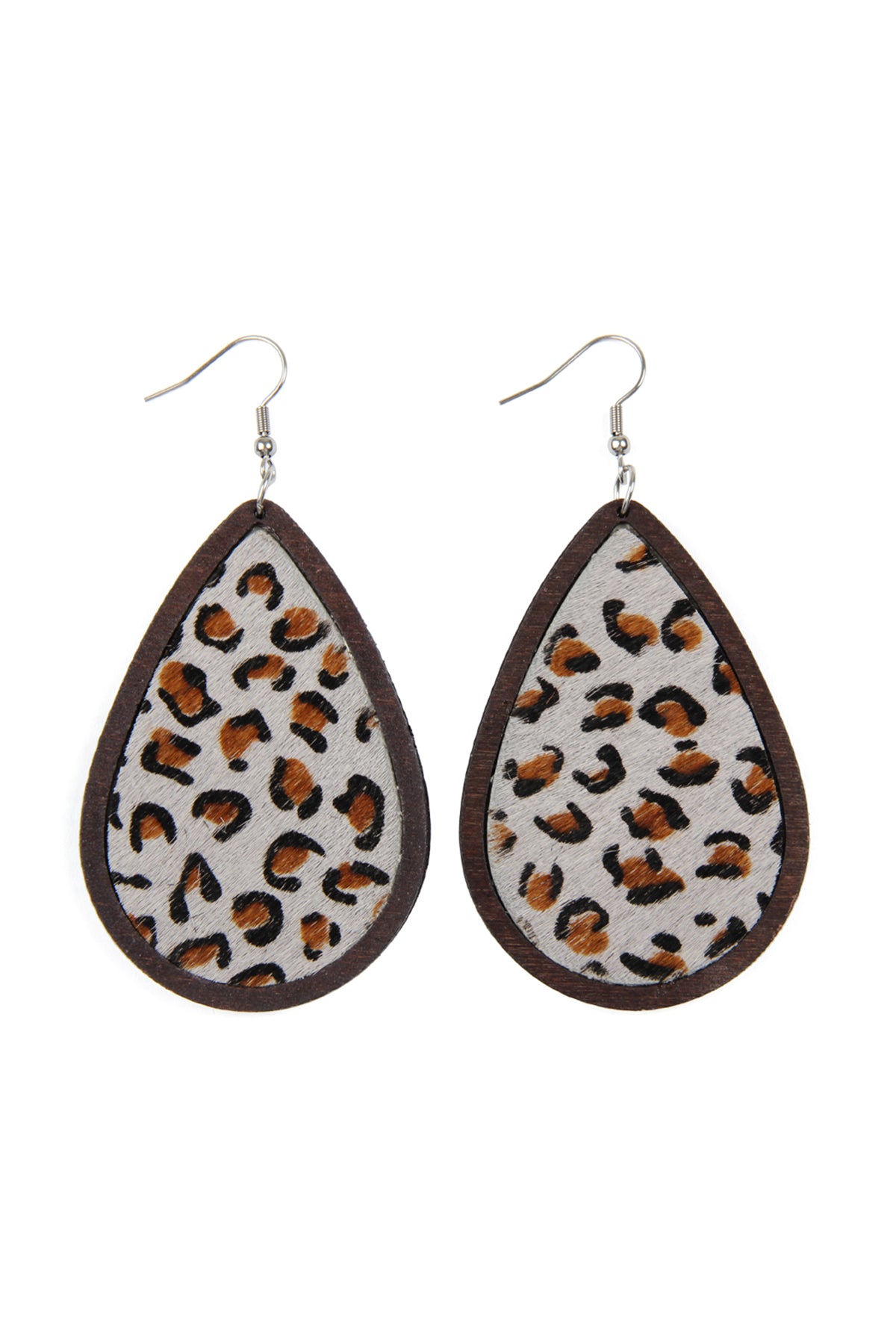 Gray Leather Teardrop Earrings /6Pairs