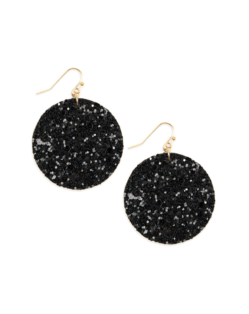 Black Se2uin Circle Drop Earrings
