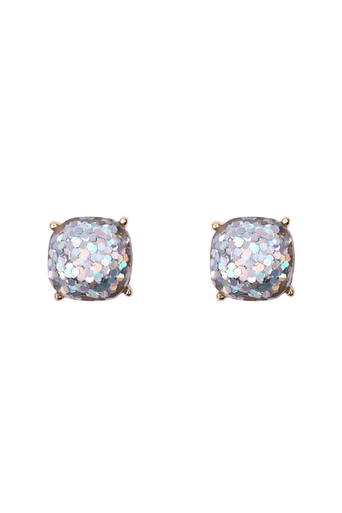 Faceted Glitter Cushion Acrylic Post Earrings