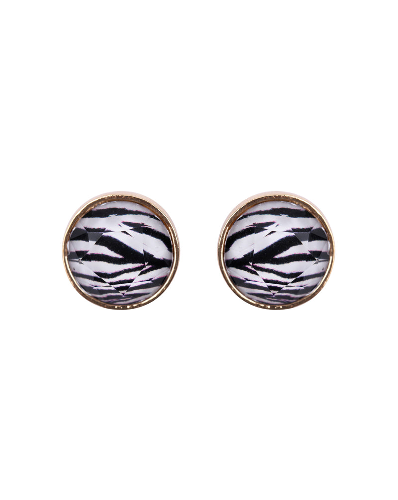 Zebra Faceted Circle Acrylic Post Earrings