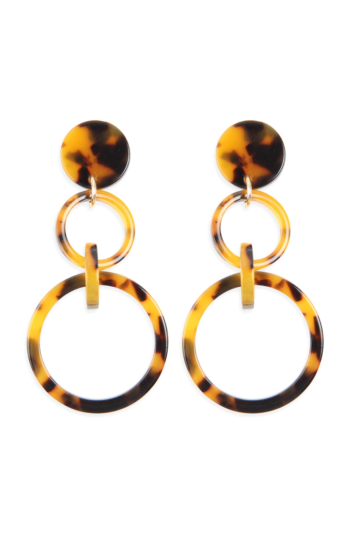 Brown Linked Hoop Acetate Dangle Earrings /1Pair