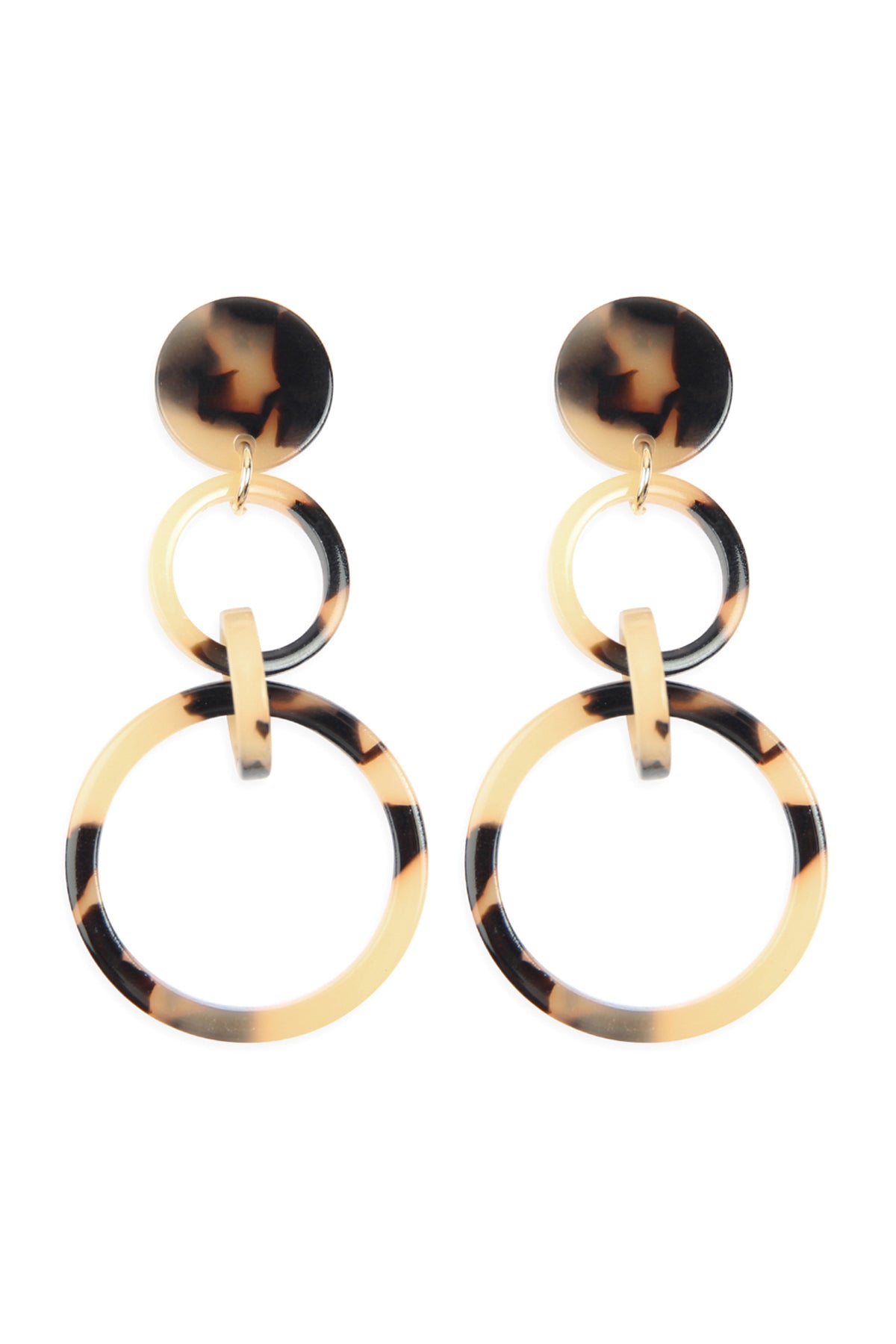 Light Brown Linked Hoop Acetate Dangle Earrings /1Pair