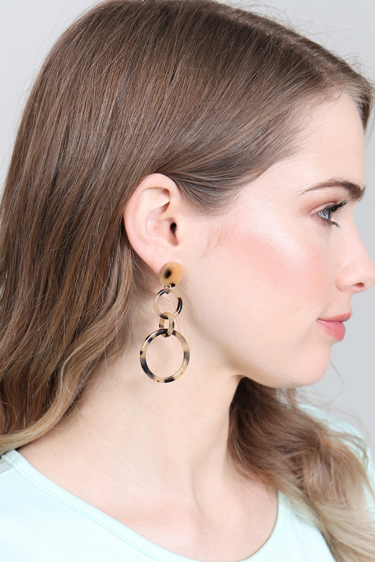 Linked Hoop Acetate Dangle Earrings /1Pair