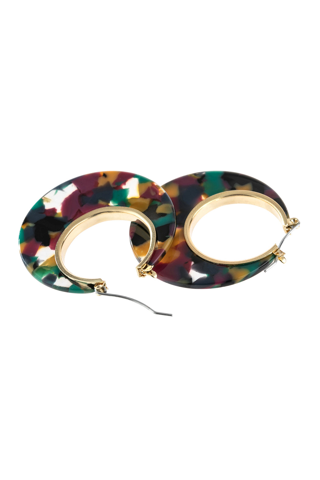Crescent Moon Shape Tortoise Acetate Hoop Earring