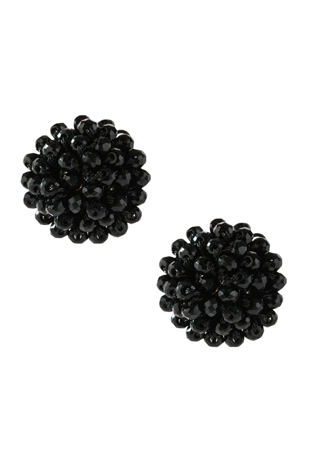 Black Rondelle Post Earring