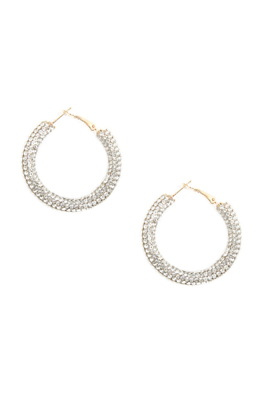 Rhinestone Coated Hoop Earring