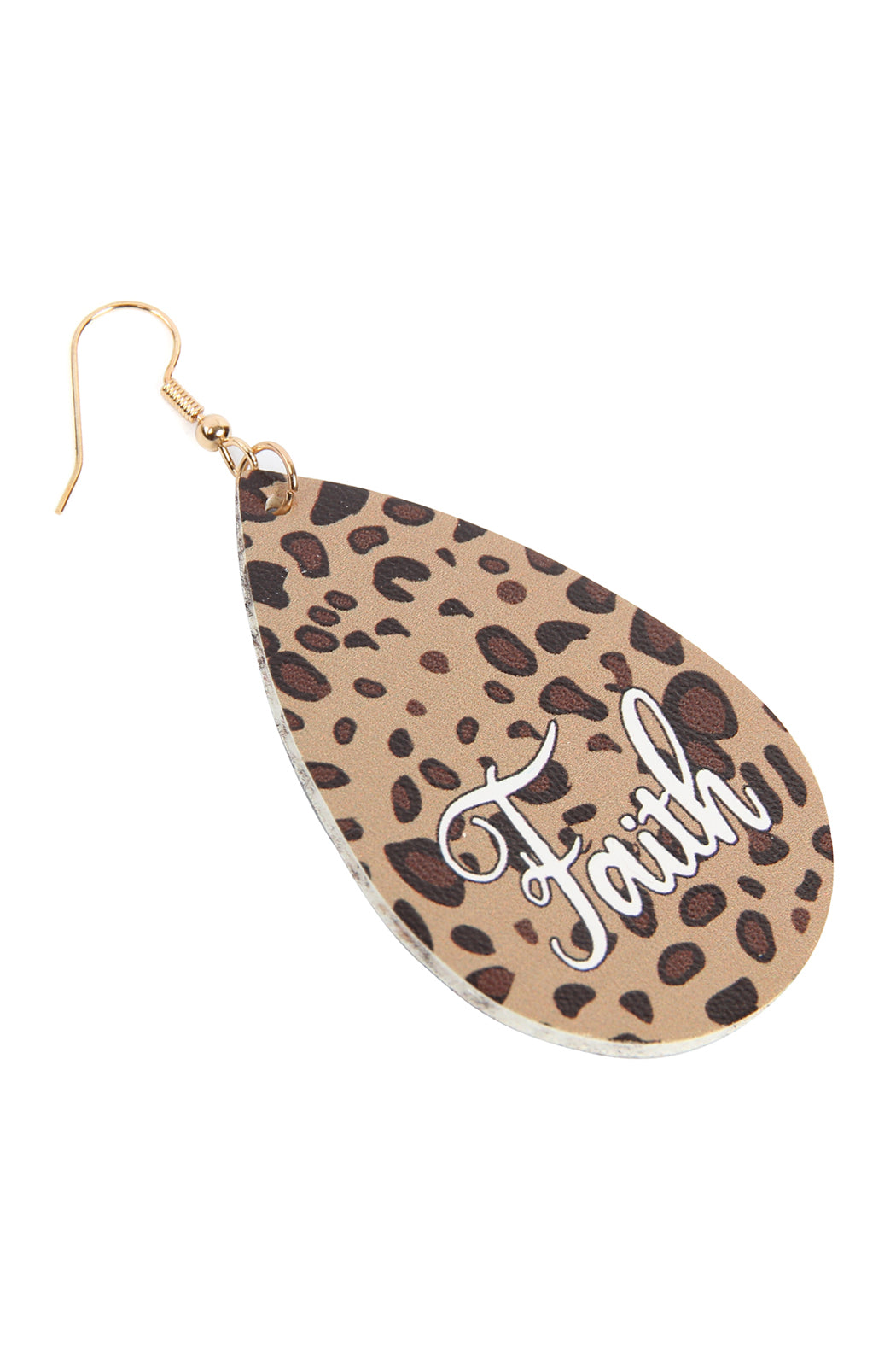 Leopard "Faith" Animal Print Leather Fish Hook Earrings