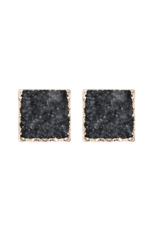 Square Druzy Stone Earrings