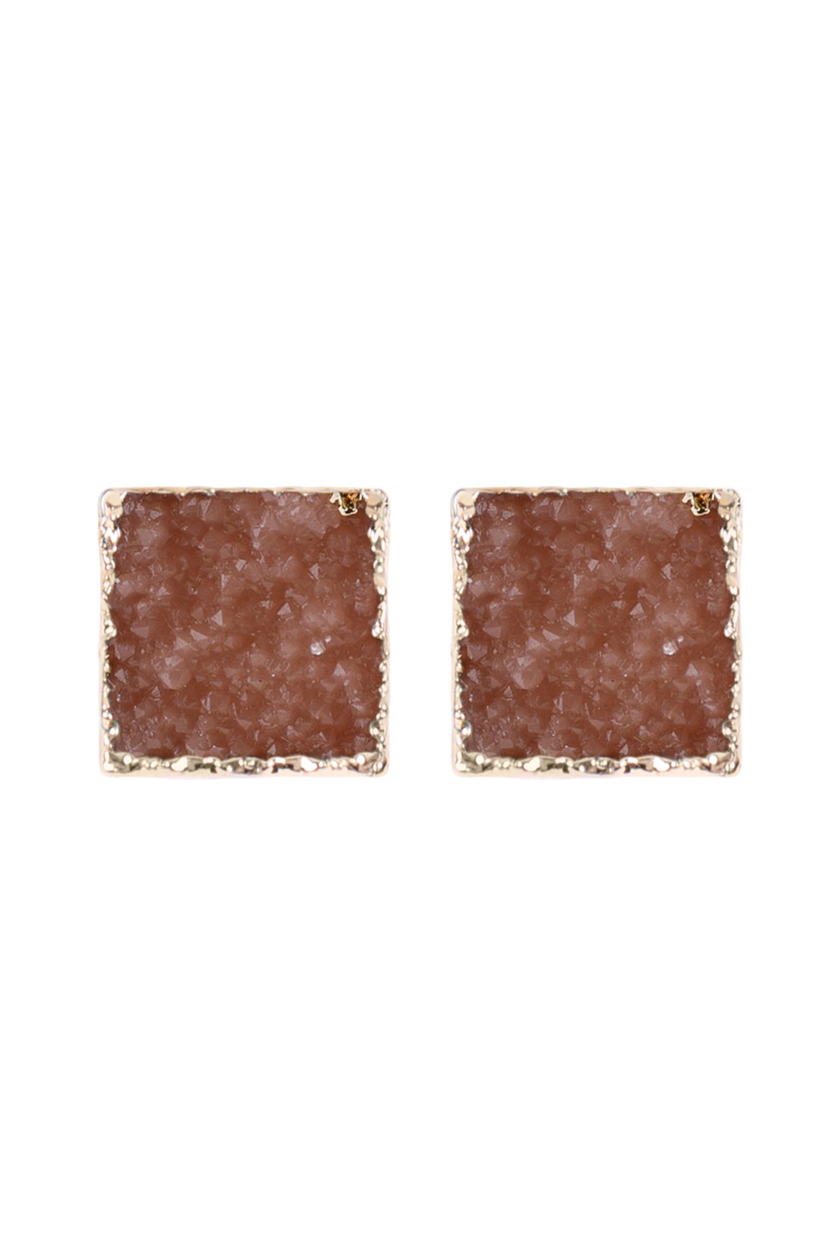 Peach S2uare Druzy Stone Earrings