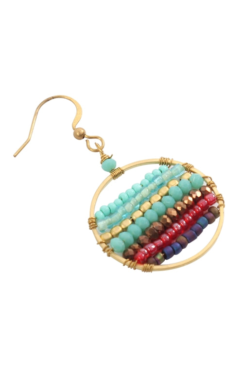 Turquoise Mixed Beads Drop Earrings