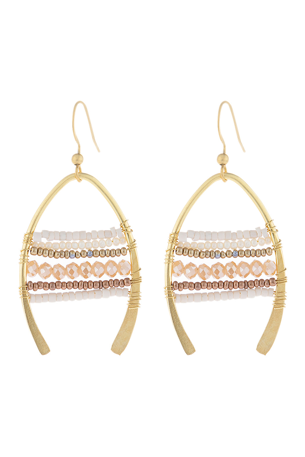 Mixed Beads Wish Bone Drop Earrings