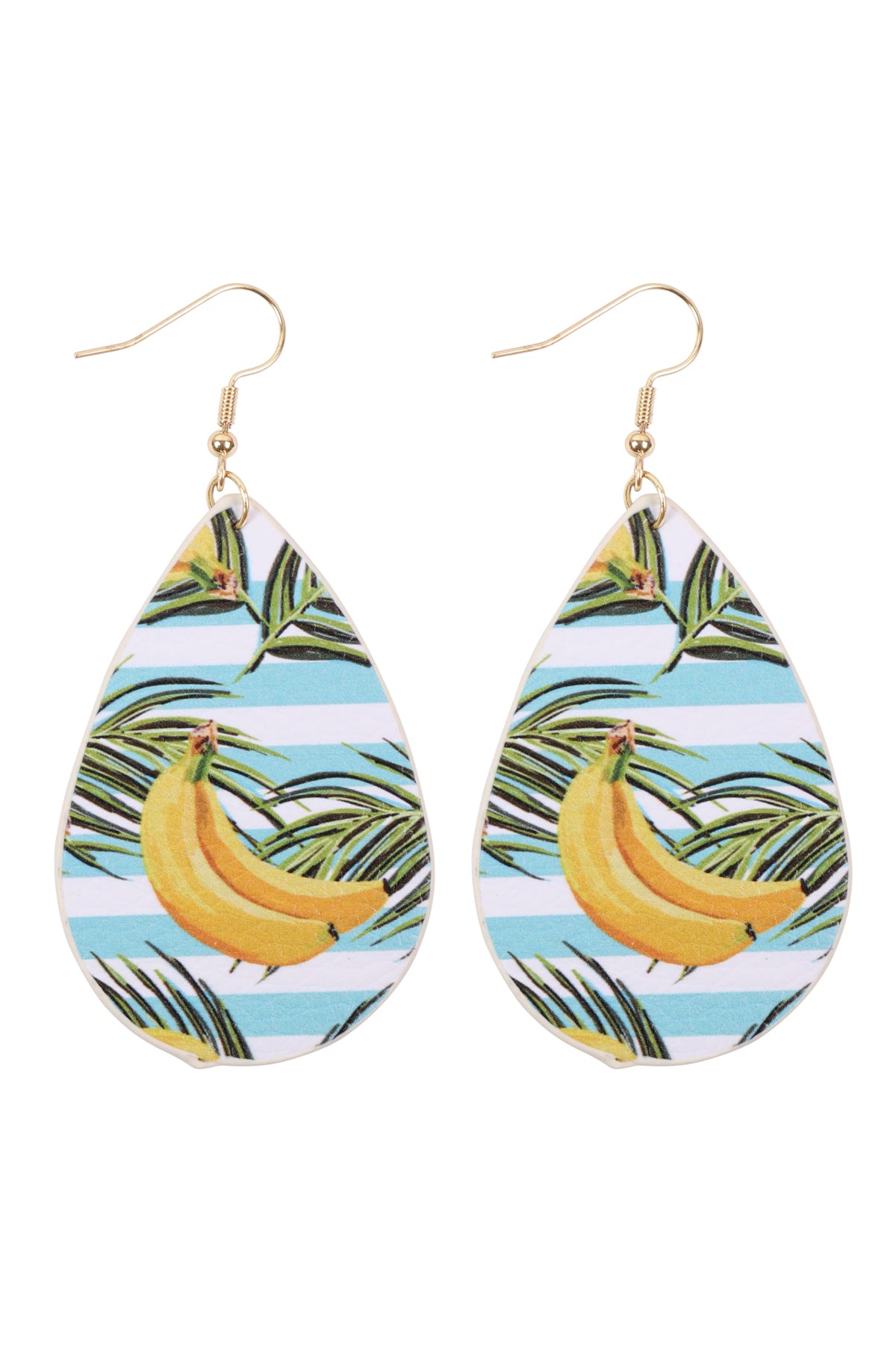 Tropical Banana Print Teardrop Earrings Yellow Multicolor