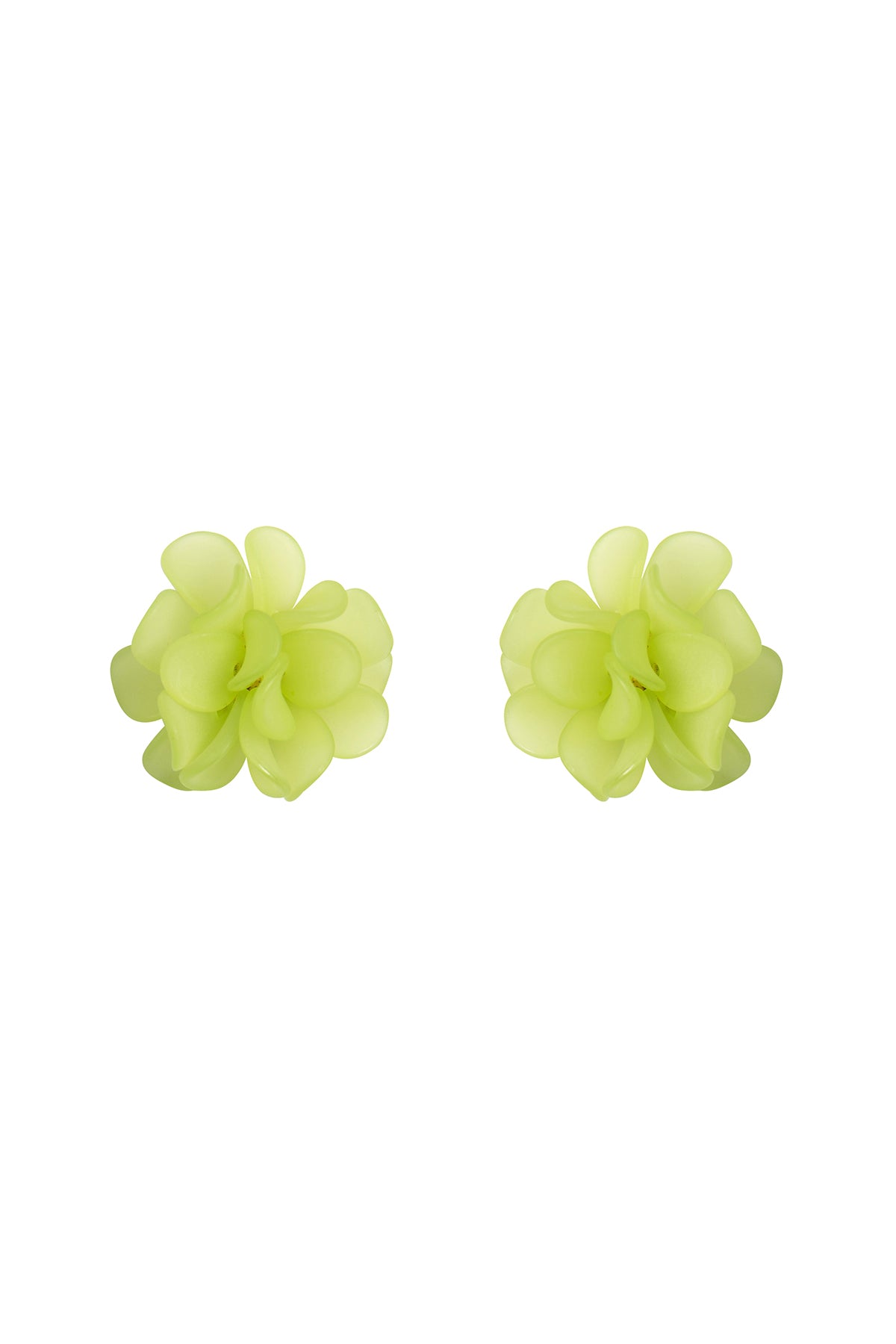 Acrylic Flower Petals Post Stud Earrings Green