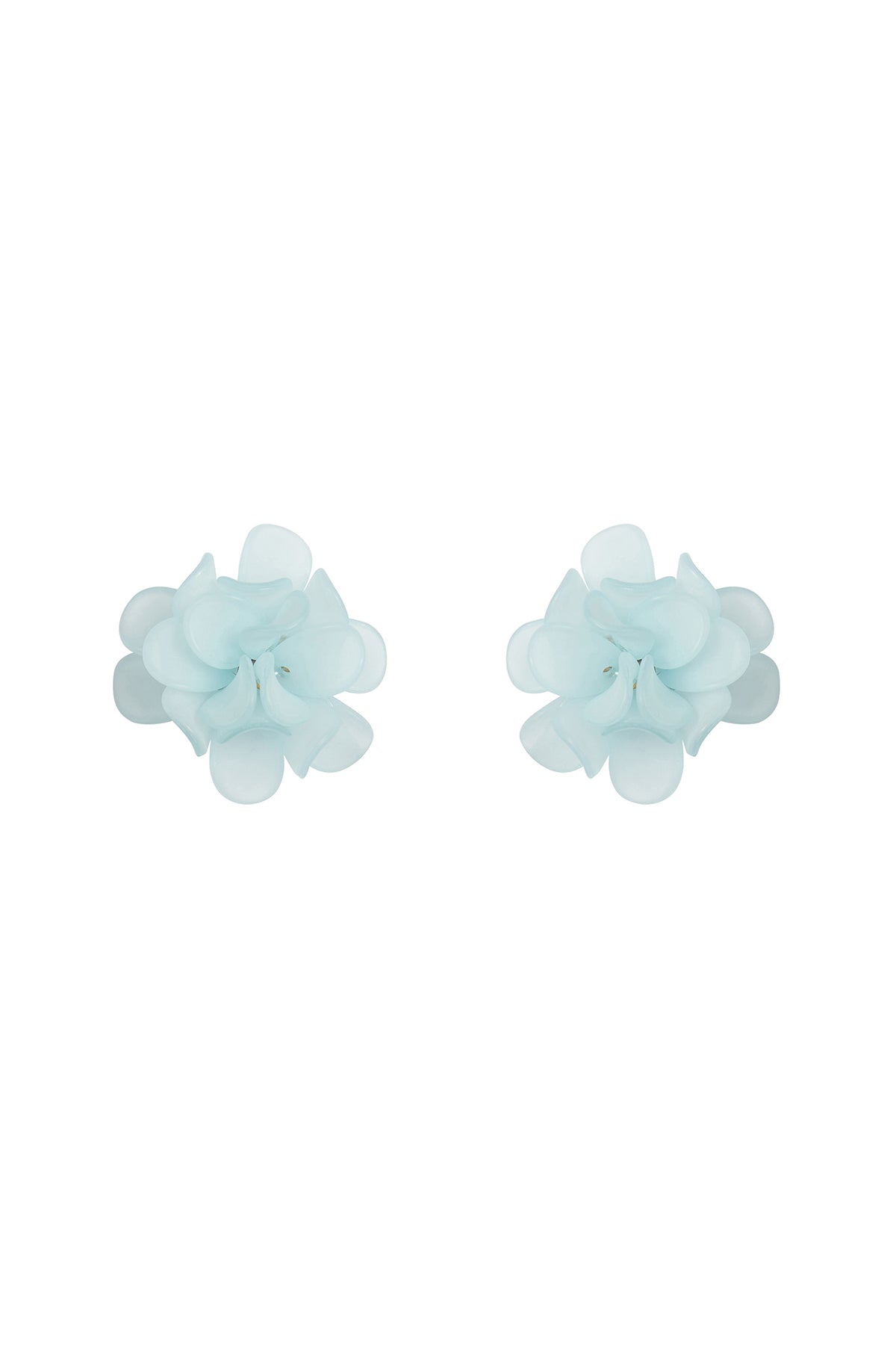 Acrylic Flower Petals Post Stud Earrings Light Blue