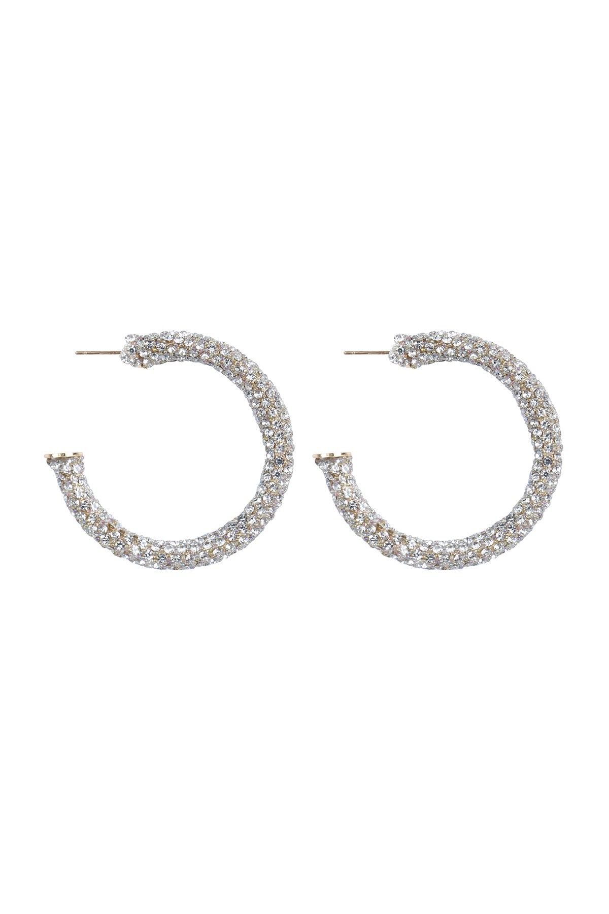 Colored Pave Rhinestone Hoop Earrings Crystal