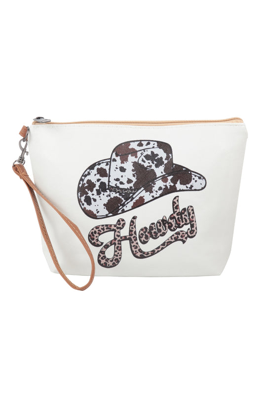 Howdy Print Cosmetic Pouch Bag w/ Wristlet