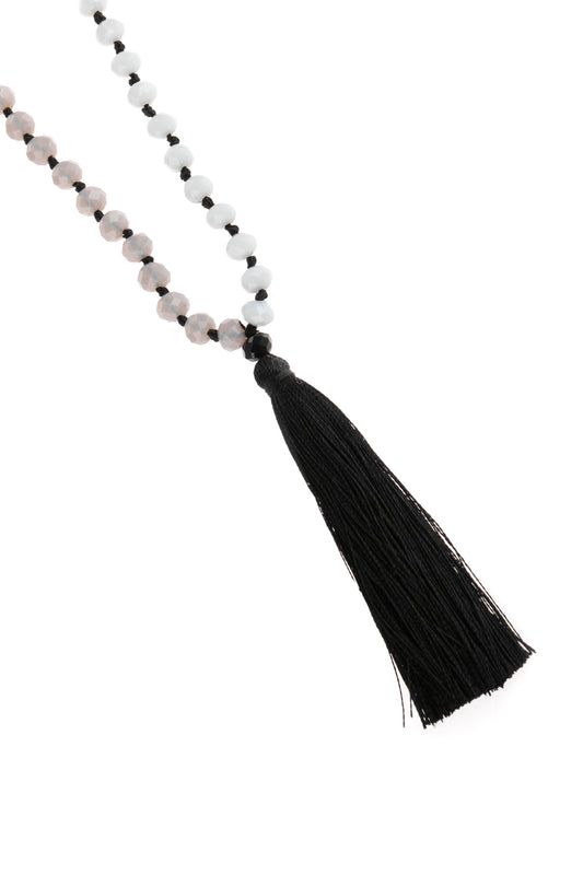 Fringe tassel Pendant With Glass Beads Necklace