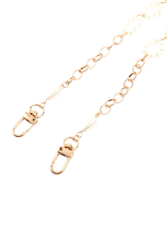Layered Link Beaded Round Pearl Convertable Chain or Necklace Bag Chain