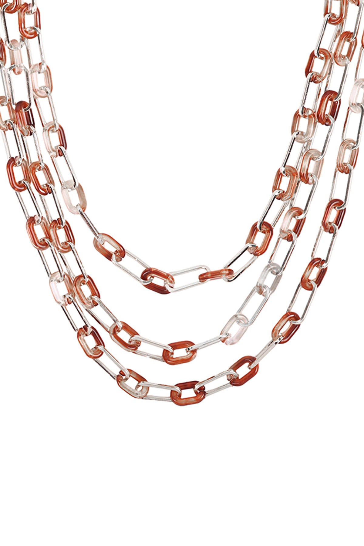 Chain Acetate Metal Layered Statement Necklace
