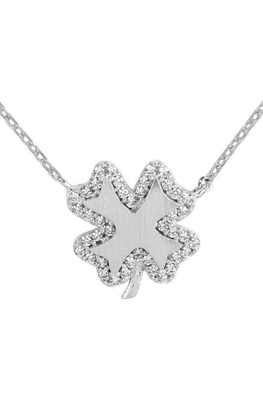 Clover Leaf Crystal Pave Pendant Necklace