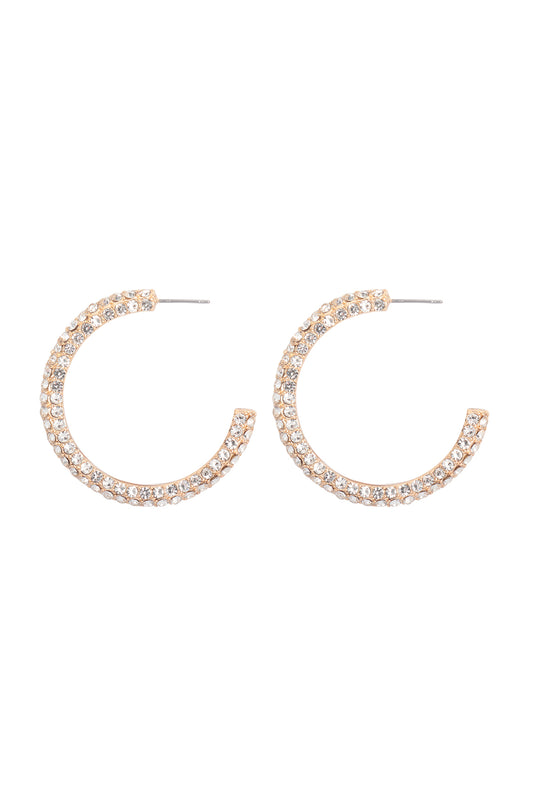 Pave Rhinestone Glitter Shape Hoop earrings