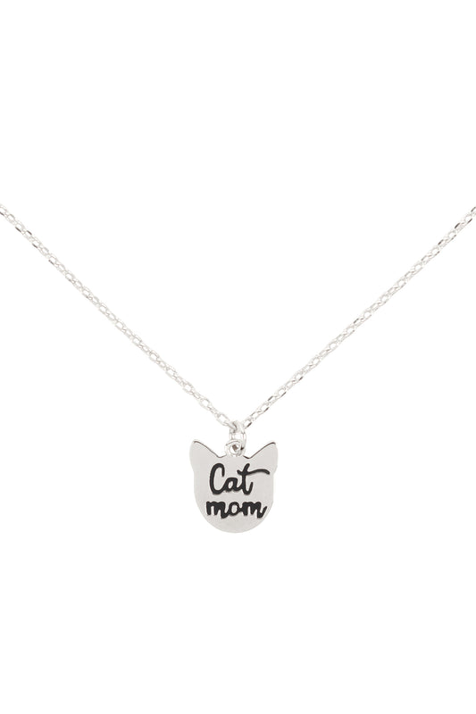 Cat Mom Engrave Pendant Necklace