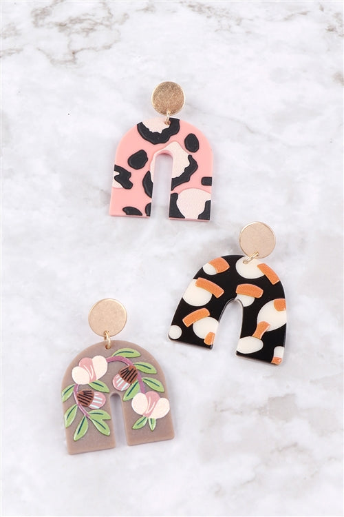 Cherry Print Acrylic Drop Earrings