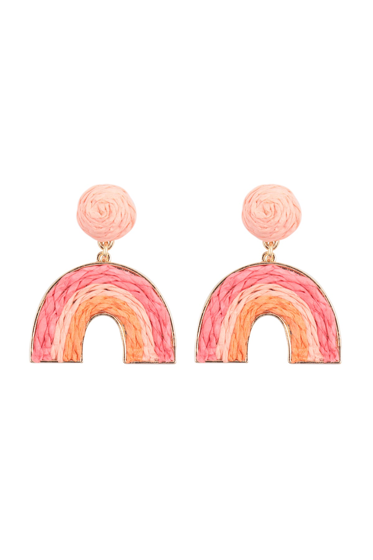 Raffia Rainbow Dangle Post Earrings