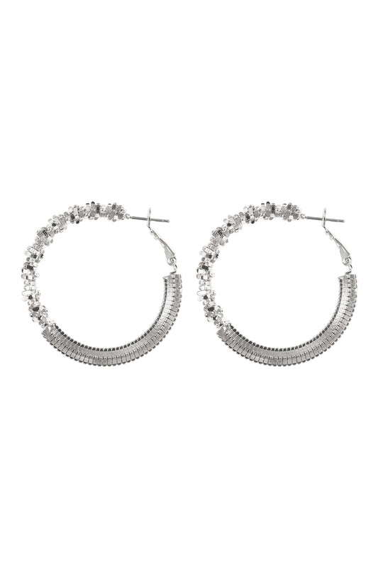 Abstract Textured Hoop Lock Earrings