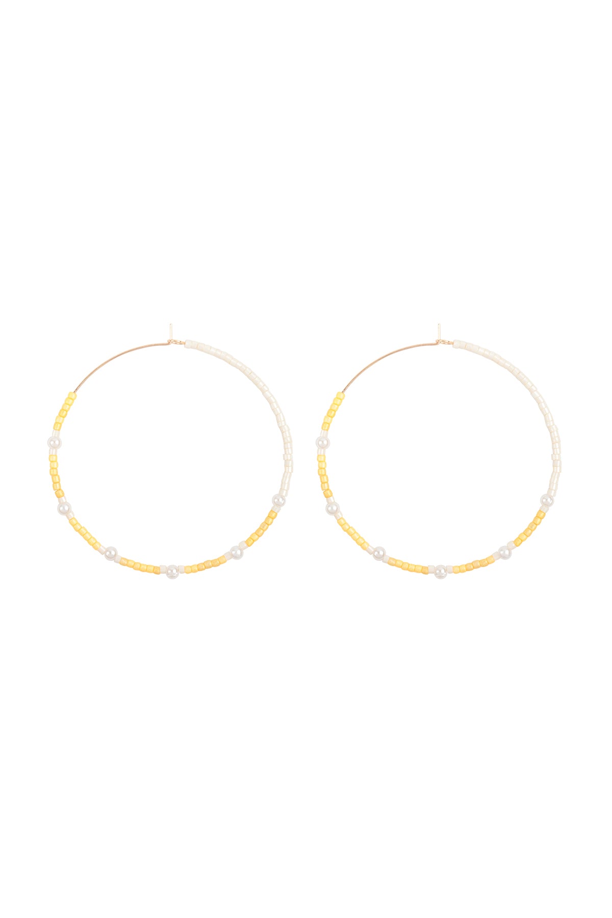 Two Tone Glass Seed Beads Earrings Yellow