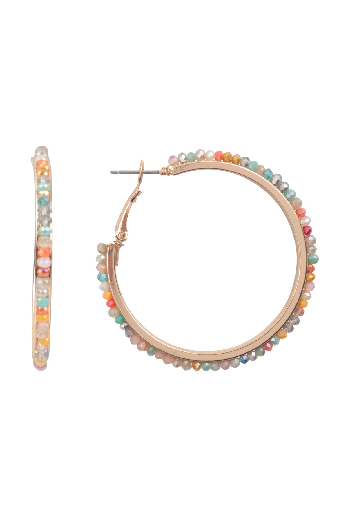 Boho Pave Rhinestone Hoop Earrings Multicolor
