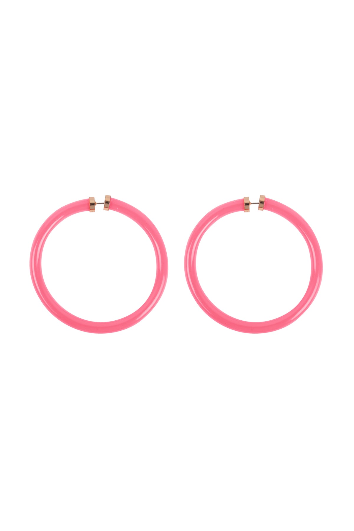 Neon Pink Tube Jelly Hoop Earrings