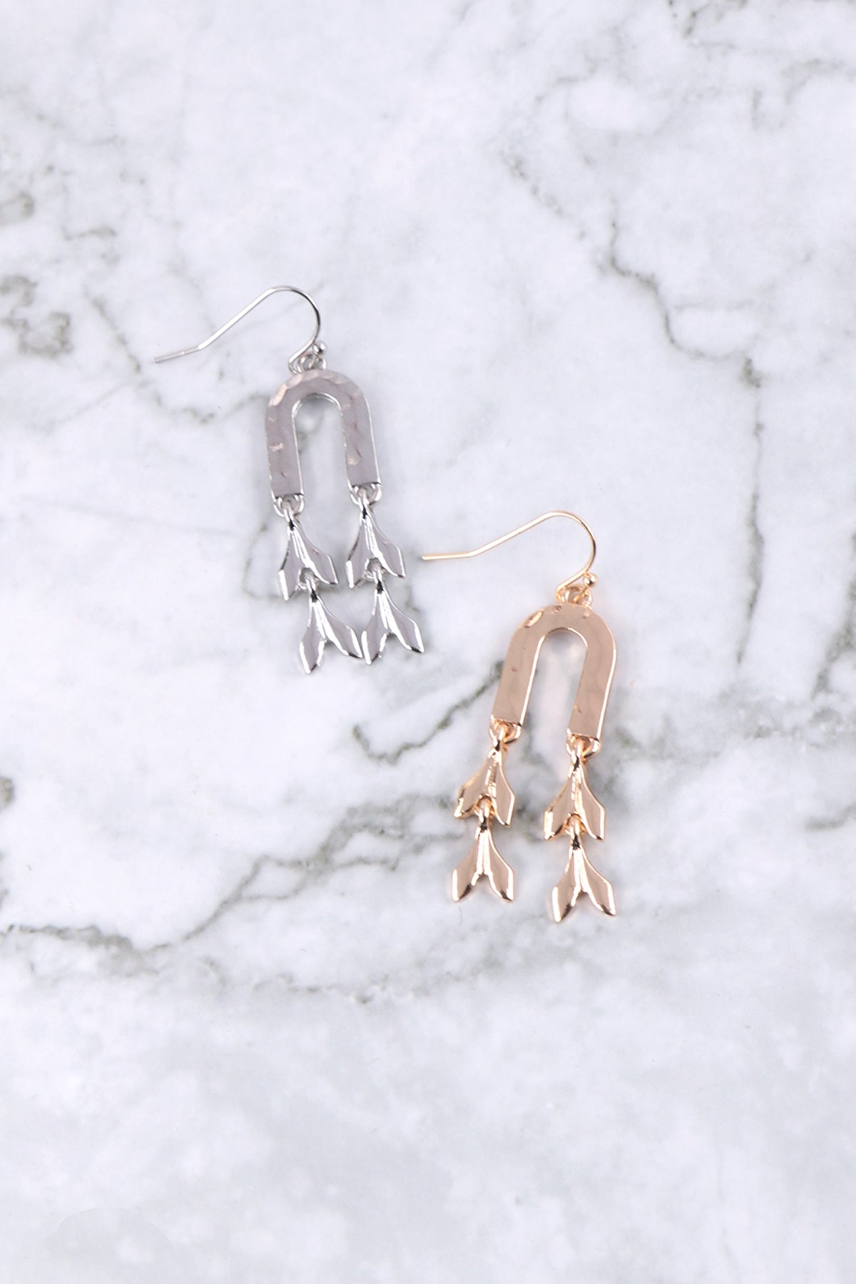 Arrow Head Dangle Linked Earrings