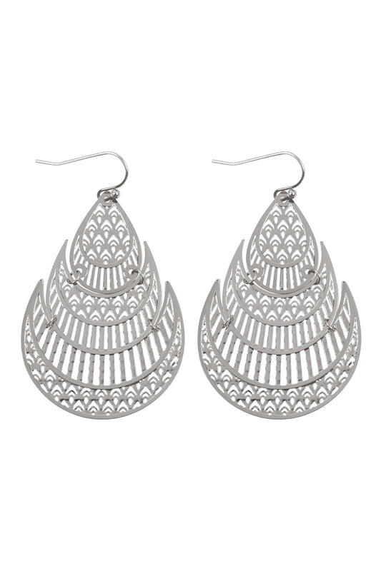Morrocan Teardrop Shaped Filigree Drop Earrings