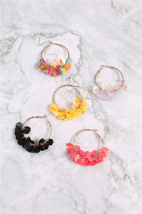 Boho Se2uin Dangle Hoop Earrings Yellow
